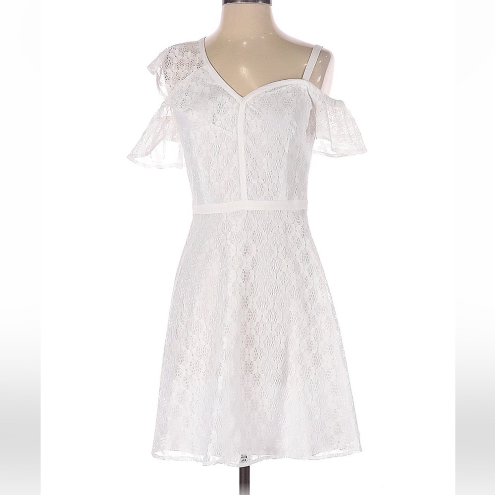 New never worn guess white ruffles bride bridal shower bachelorette dress size 0